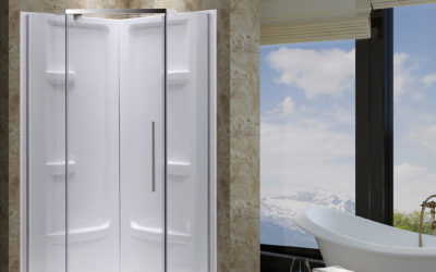 Aspen Neo-Angle Shower Door with Base – 38 in x 38 in